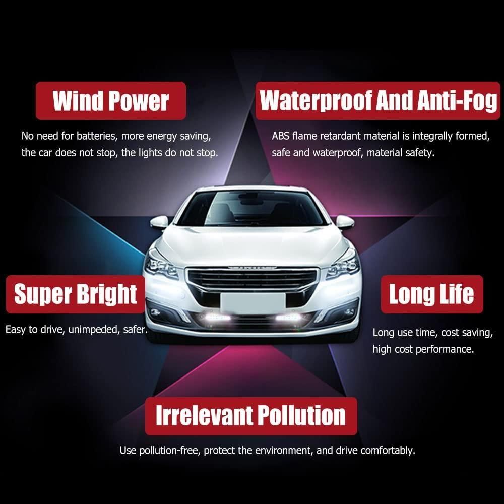 Wind-Powered Car Daytime Running Lights – Pack of 2 (White)