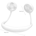 Portable Neckband Fan with Light – USB Rechargeable (White)