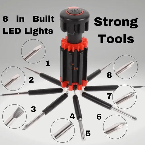 8-in-1 Screwdriver Set with Built-in Worklight