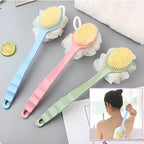 Long-Handle Body Bath Brush with Loofah (Pack of 2)