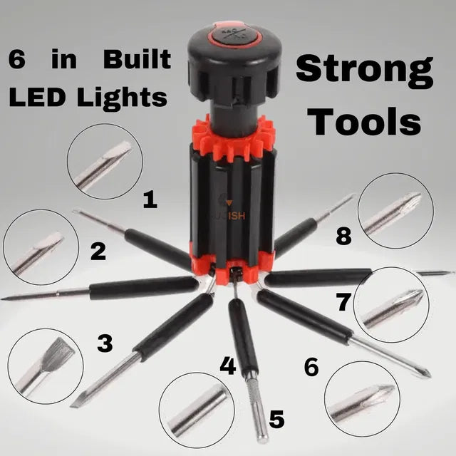 8-in-1 Screwdriver Set with Built-in Worklight
