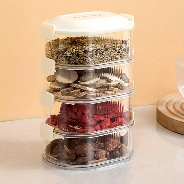 4-Layer Transparent Spice Storage Box