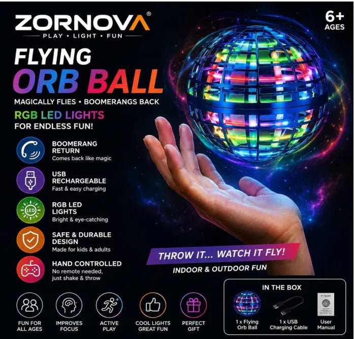 Hand-Controlled Flying Orb Ball Spinner – USB Rechargeable (Pack of 1)
