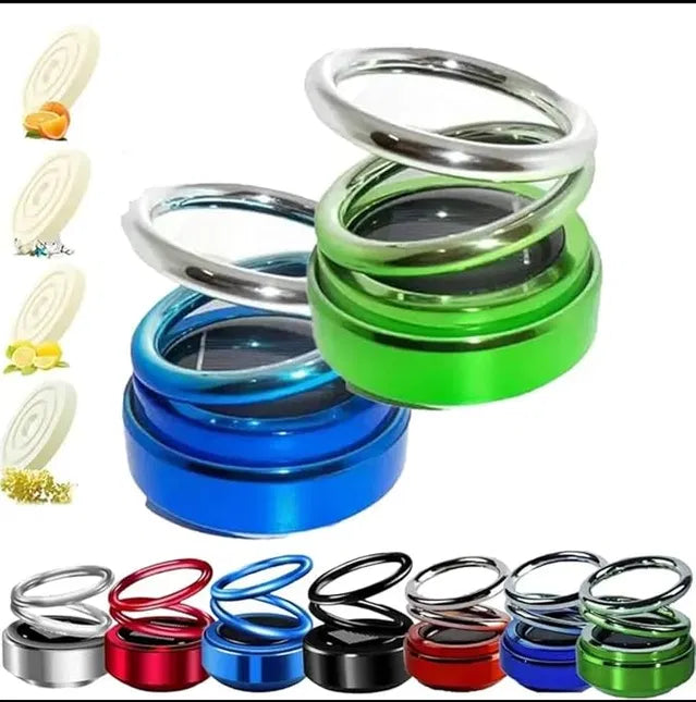 Solar Rotating Dashboard Perfume Diffuser – Metallic Double Spring