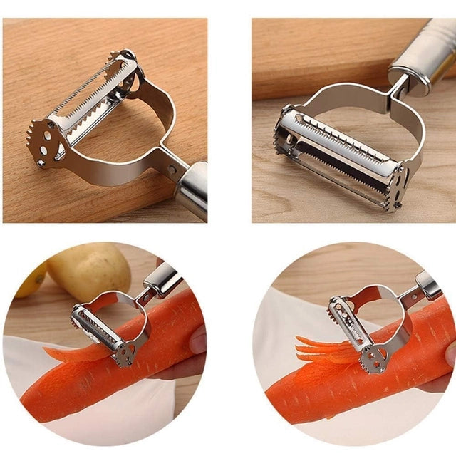 2-in-1 Stainless Steel Julienne Vegetable Peeler
